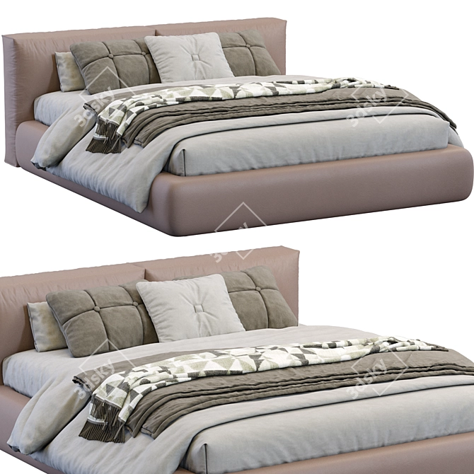 Boca Lomo Leather Bed 3D model image 1