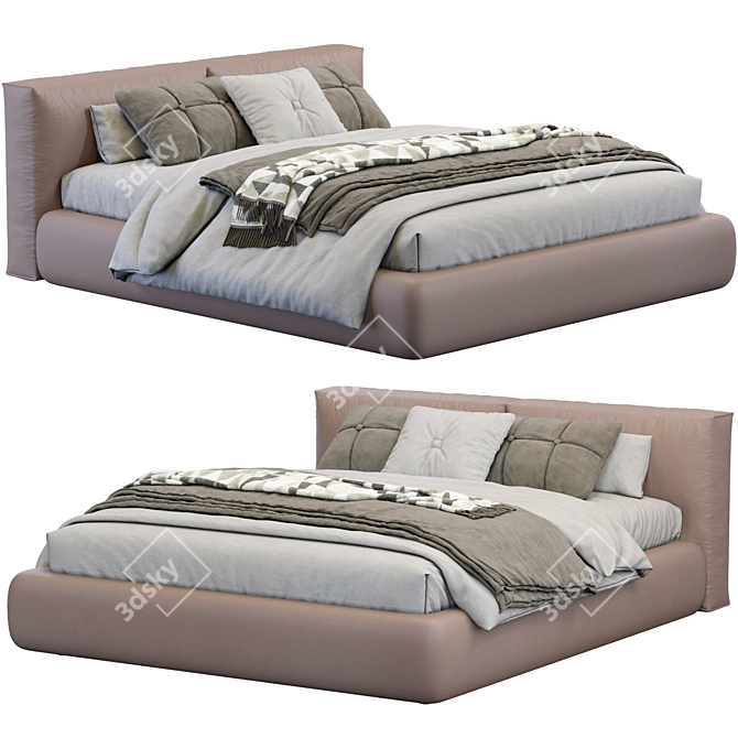 Boca Lomo Leather Bed 3D model image 2