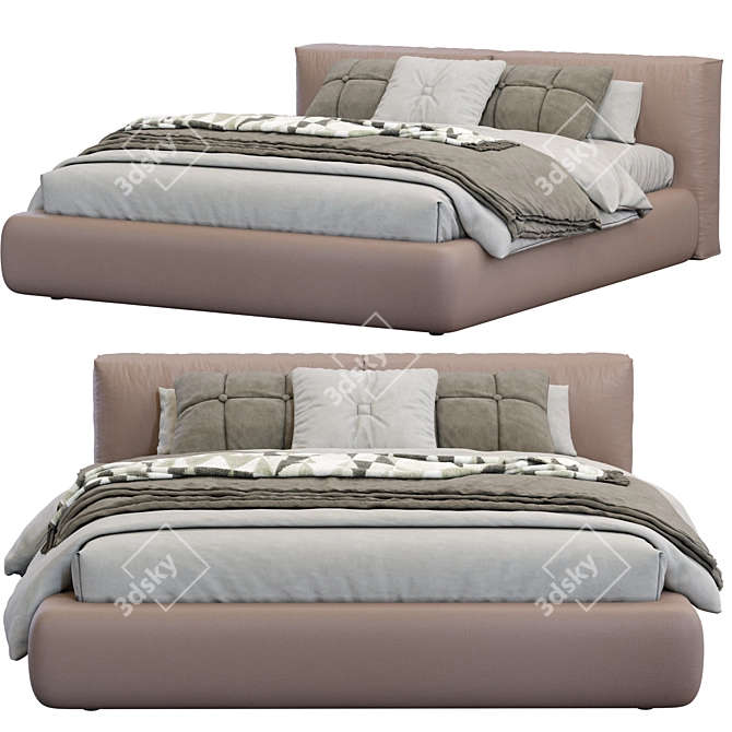 Boca Lomo Leather Bed 3D model image 3