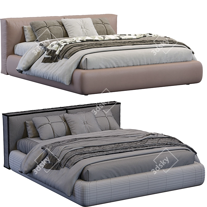 Boca Lomo Leather Bed 3D model image 4