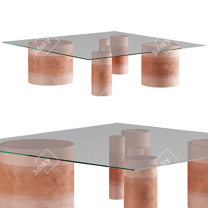 CERCHI | Glass-Top Side Table 3D model image 2