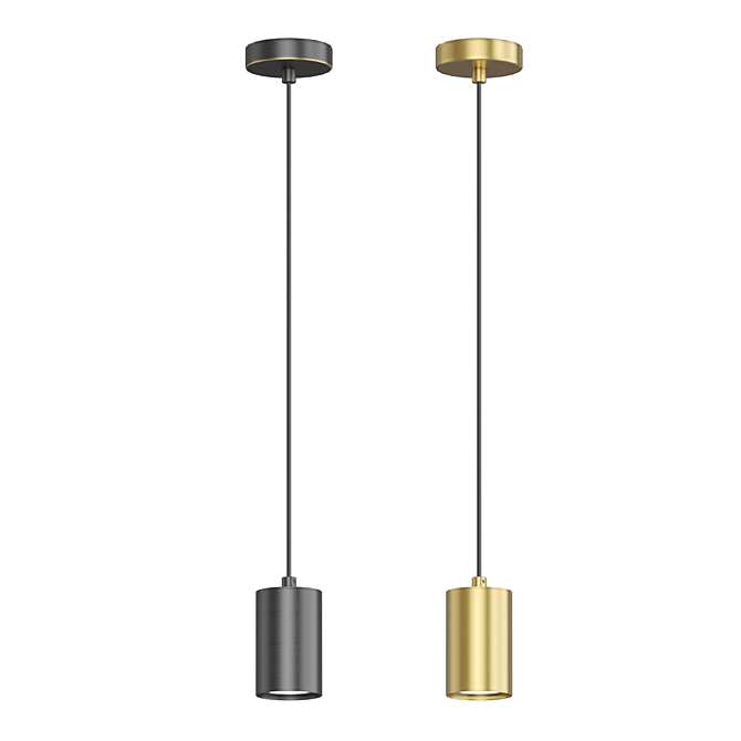 Modern Metal Cylinder Pendant Lamp 3D model image 2