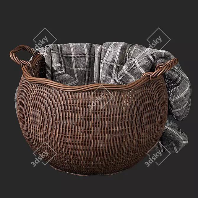 Rattan Laundry Basket 3D model image 1