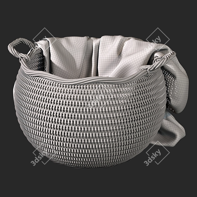 Rattan Laundry Basket 3D model image 5