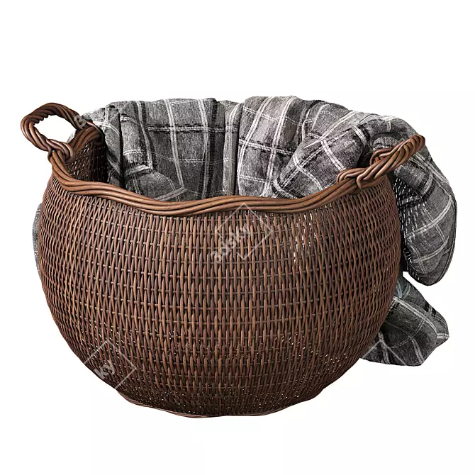 Rattan Laundry Basket 3D model image 6