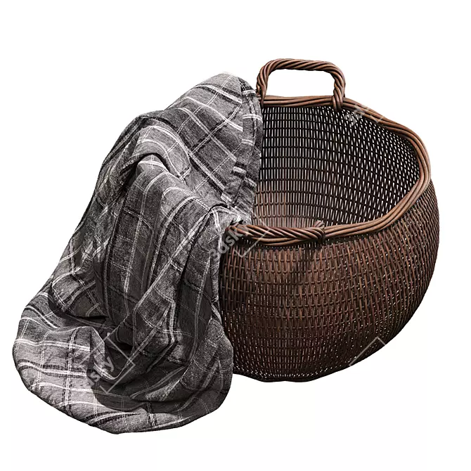 Rattan Laundry Basket 3D model image 7