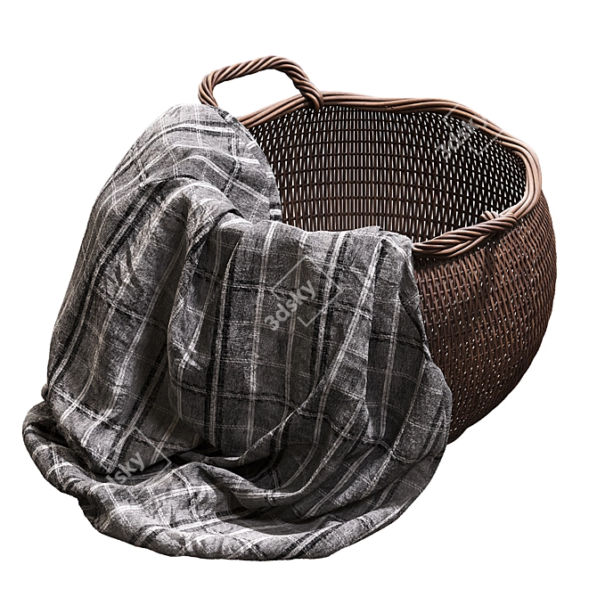 Rattan Laundry Basket 3D model image 8