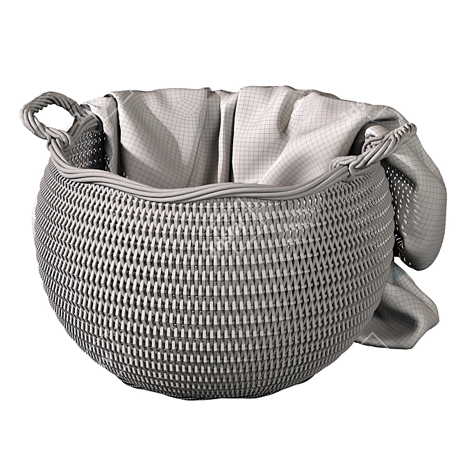 Rattan Laundry Basket 3D model image 14