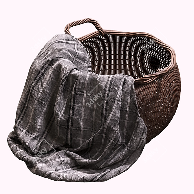 Rattan Laundry Basket 3D model image 15