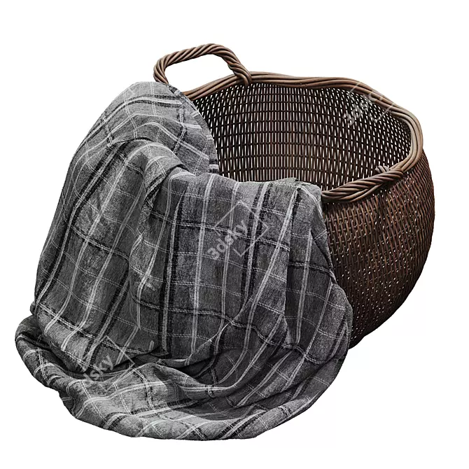 Rattan Laundry Basket 3D model image 16