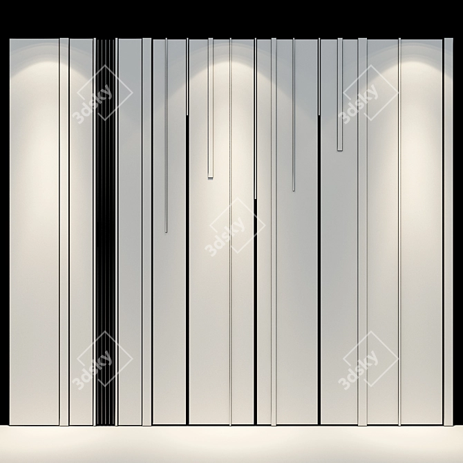 Modern Wood and Metal Wall Panel 3D model image 2