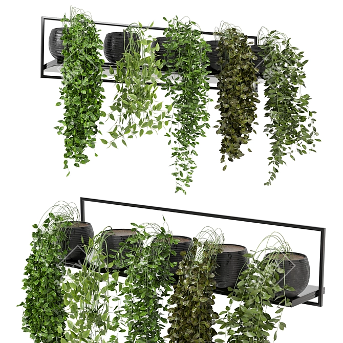 Modern Concrete Pot Indoor Plants 3D model image 2