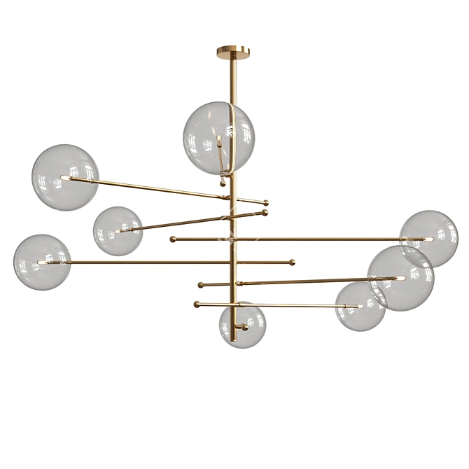 Elegant Brass Ball Chandelier 3D model image 1