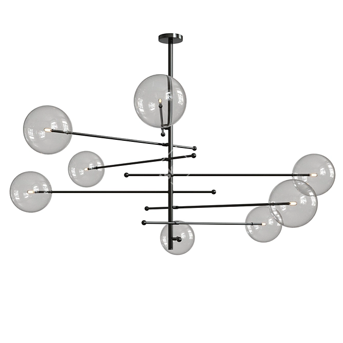 Elegant Brass Ball Chandelier 3D model image 2