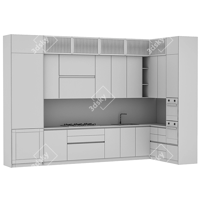 Sleek Corona-Enhanced Kitchen 3D model image 3