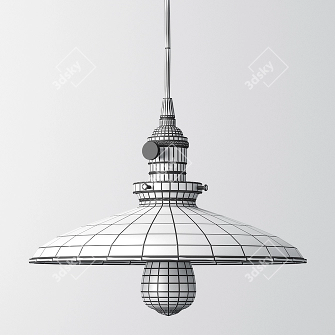 Red Porcelain Industrial Light Fixture 3D model image 2