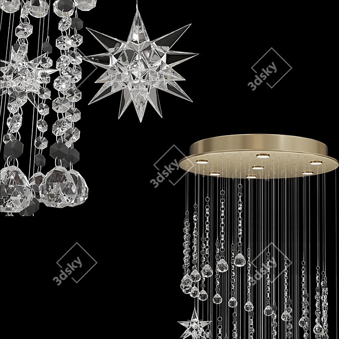 Elegant Crystal Swirl Chandelier 3D model image 2