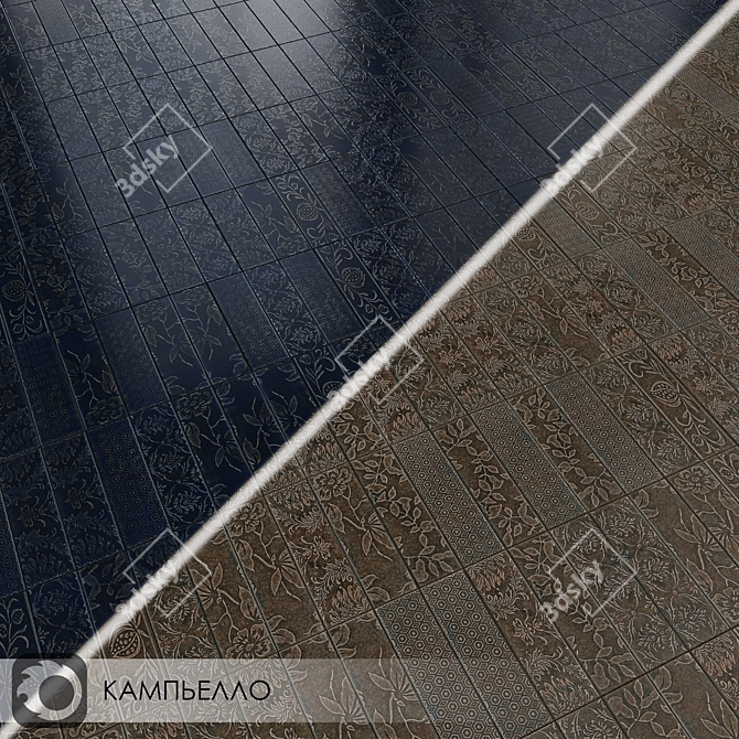 Glossy Ceramic Wall Tiles - Campiello Collection 3D model image 1