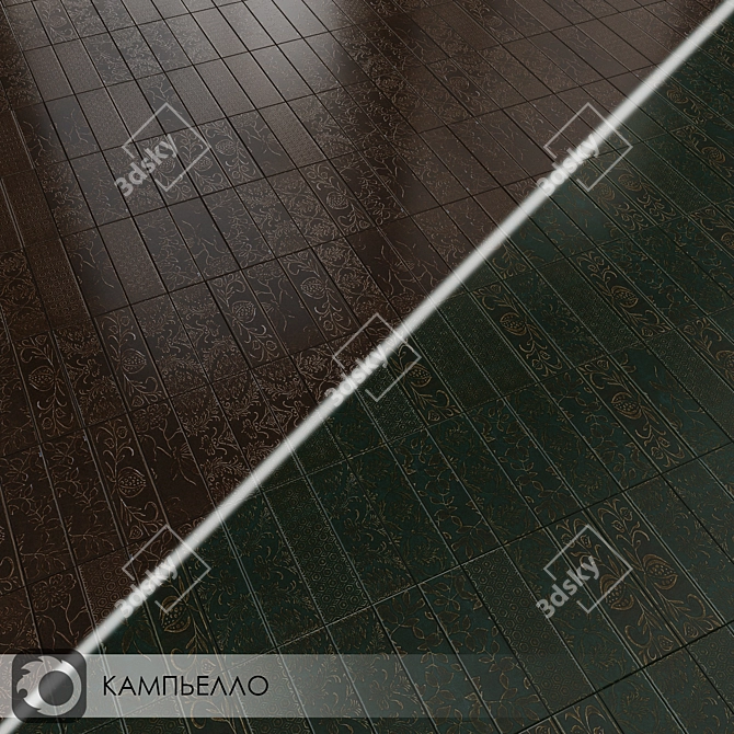 Glossy Ceramic Wall Tiles - Campiello Collection 3D model image 2