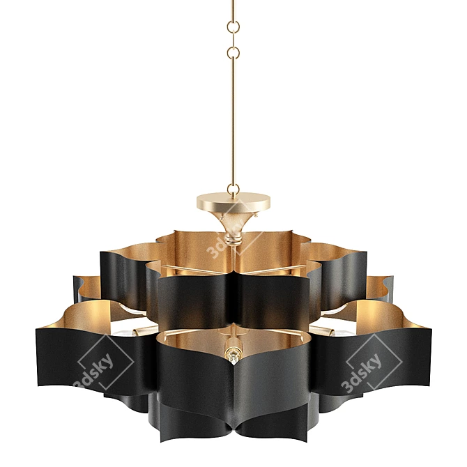 Elegant Black Lotus Chandelier 3D model image 2