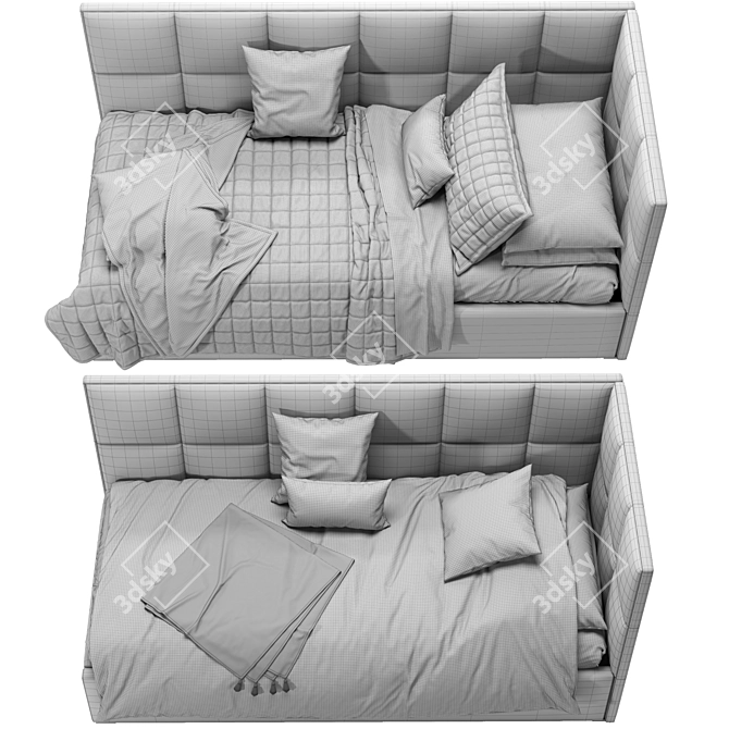 Cozy Corner Bed: Comfy & Compact Design 3D model image 8