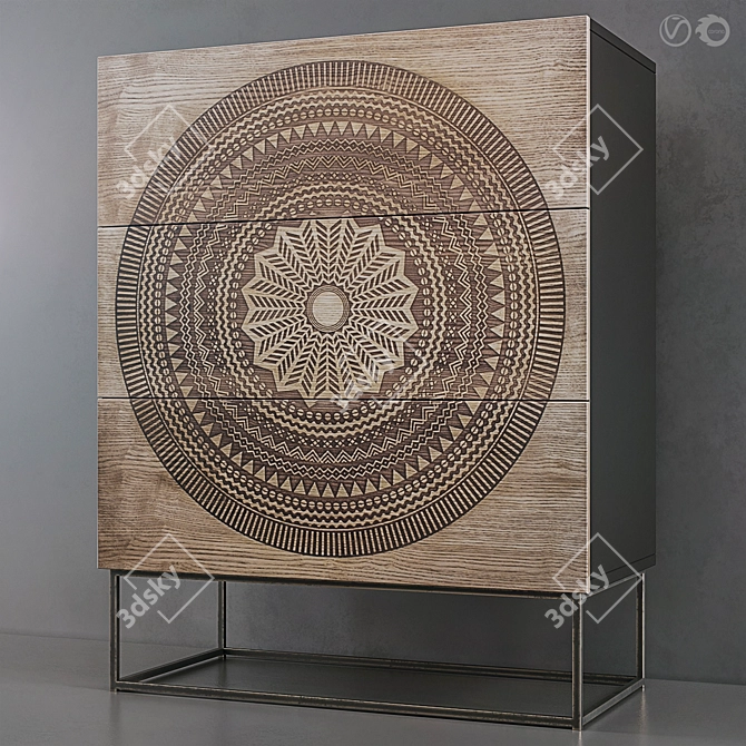 Delhi Mandalay Chest of Drawers 3D model image 2