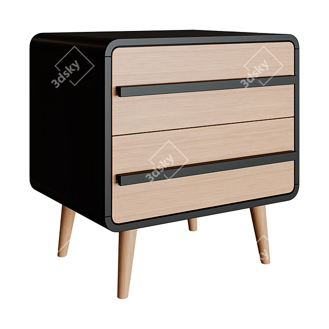 Sleek Sapelo Bedside Cabinet 3D model image 1