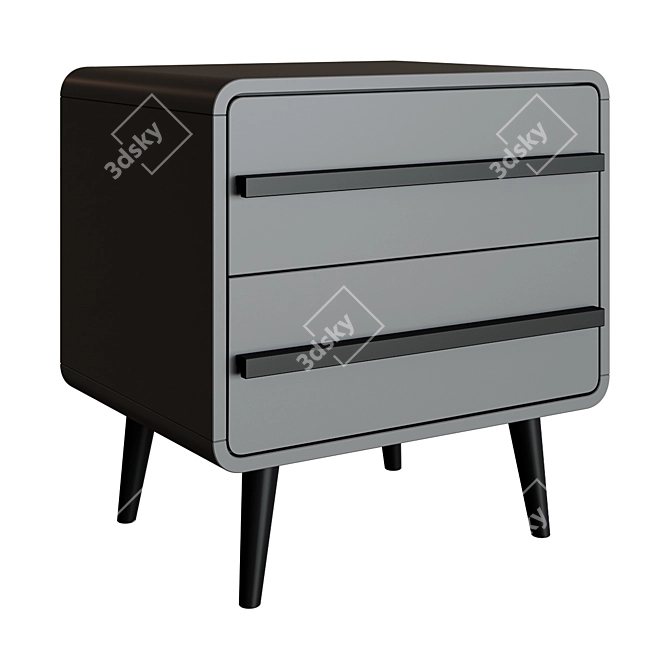 Sleek Sapelo Bedside Cabinet 3D model image 2