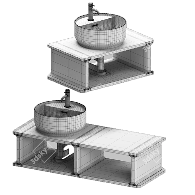 Modern Beam Washbasin Set 3D model image 3