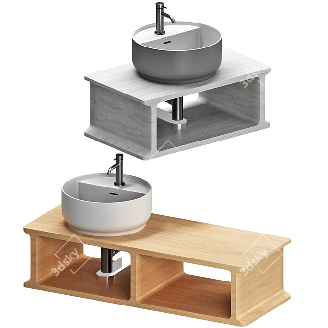 Modern Beam Washbasin Set 3D model image 4