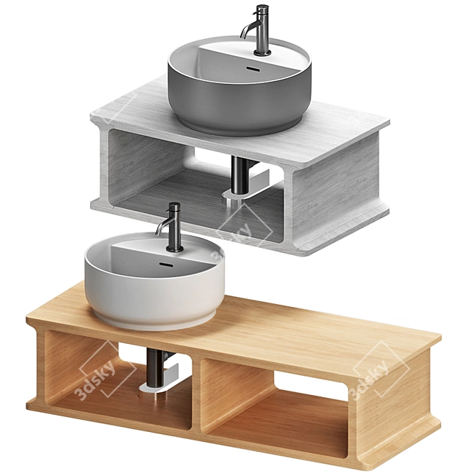 Modern Beam Washbasin Set 3D model image 8