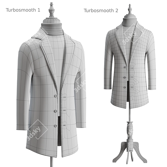 Classic Wool Blend Men's Coat 3D model image 8