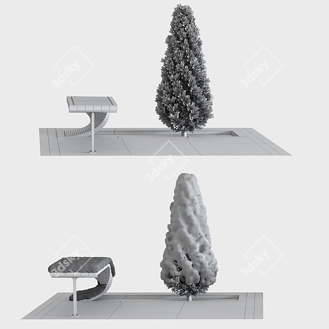 Modern Urban Furniture Set 3D model image 5