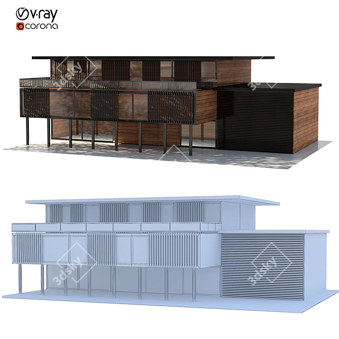 Modern Villa 02: Stylish, Spacious, Versatile 3D model image 4