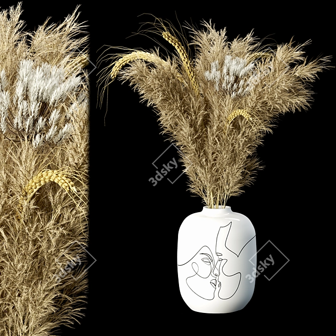 Elegant Dry Plants Bouquet Set 3D model image 1