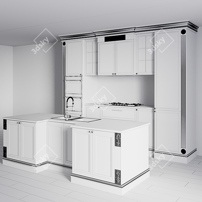 Modern Kitchen Design Set 015 3D model image 6