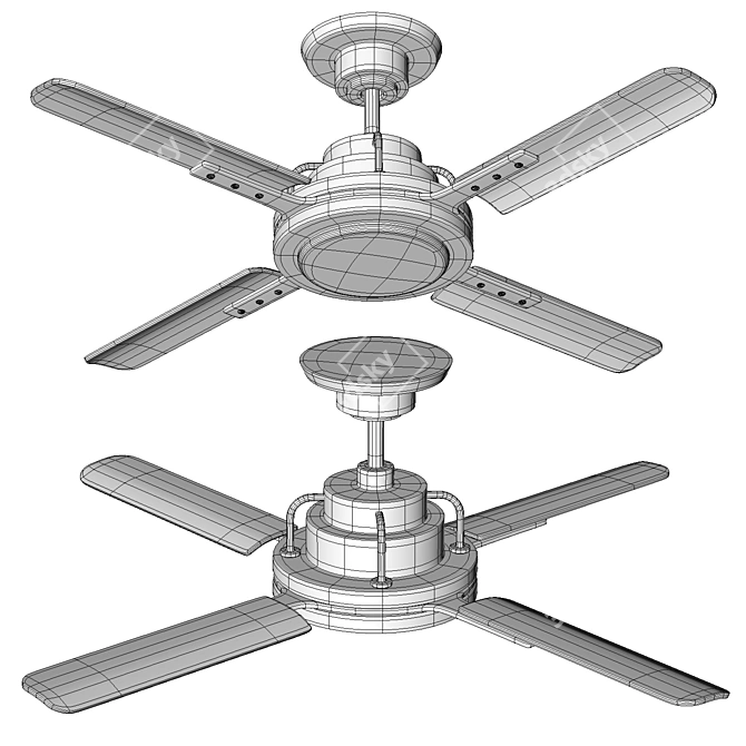 Peregrine Industrial Ceiling Fan: Stylish & Energy Efficient 3D model image 5