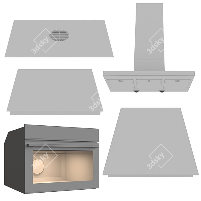 Fisher&Paykel Kitchen Set: Cooktop, Hood, Oven 3D model image 5