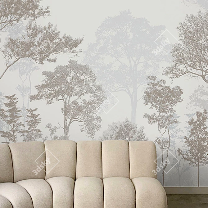 Elegant Estamped Tree Wallpaper - Customizable Décor 3D model image 5