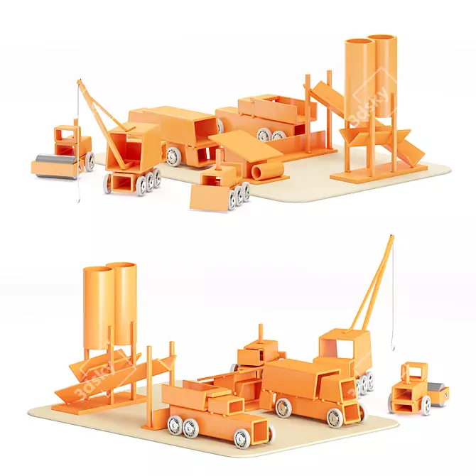 Metal ARCHETOYS Set: Orange Vehicles 3D model image 3