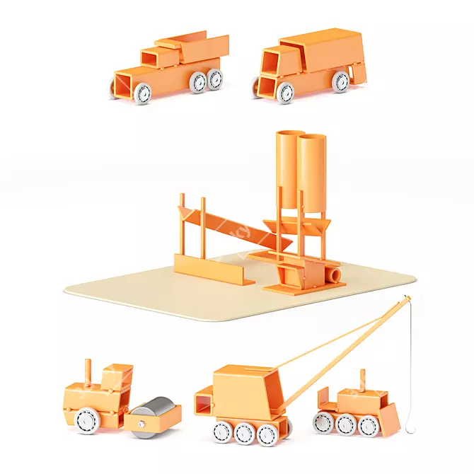 Metal ARCHETOYS Set: Orange Vehicles 3D model image 4