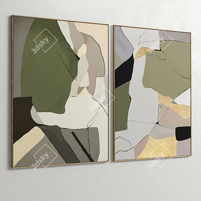 Elegant Plaster Twin Photo Frame 3D model image 4