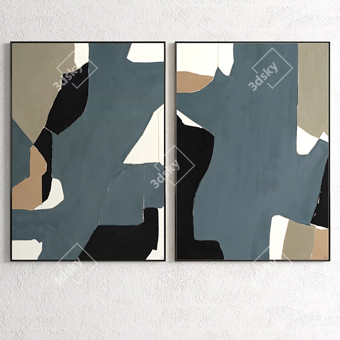 Contemporary Plaster Frame Duo 3D model image 2