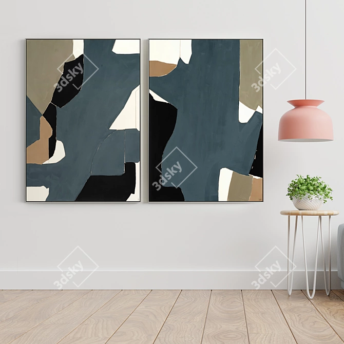 Contemporary Plaster Frame Duo 3D model image 3