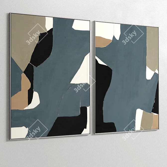 Contemporary Plaster Frame Duo 3D model image 4