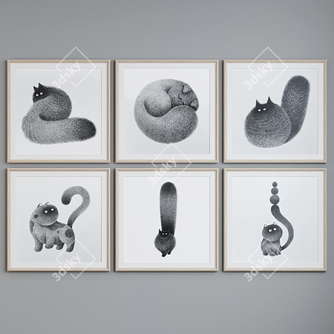 Title: Modern Cat Picture Frame Set 3D model image 4