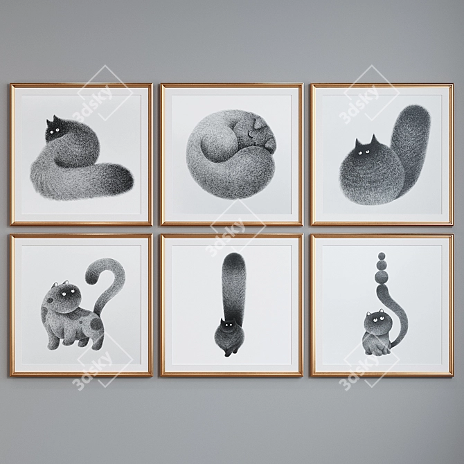 Title: Modern Cat Picture Frame Set 3D model image 5