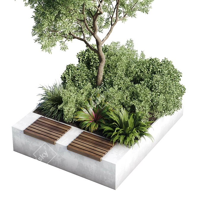 Urban Green Benches - Tree Collection 3D model image 3