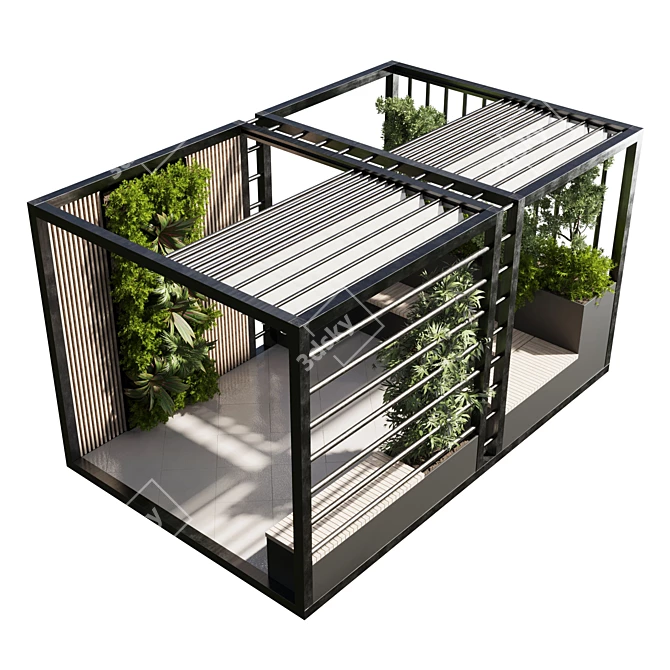Lushscape: Pergola Rooftop Furniture 3D model image 2
