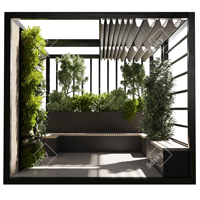 Lushscape: Pergola Rooftop Furniture 3D model image 3